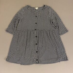 Terra‎ & Sky Babydoll Dress Plus Size 1X (16W-18W) Geo Print 3/4 Sleeve